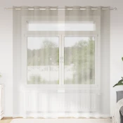 Voile zavjesa sa zavjesama 2 pcs Krema 245 x 140 cm Poliester