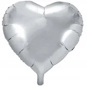 Folija balon v obliki srca, srebrn, 45 cm, 1 kos.