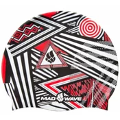 Swim cap mad wave stripes silicone red