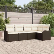 Sjedeća garnitura za vrt 5 kom. Smeđa poliratan 232,5 x 122,5 x 85 cm