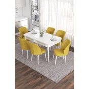 Hanah Home Set Trpezarijski sto i 6 stolica Eva, Žuto-beli