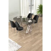 Hanah Home trpezarijski set Lai, sto i 4 stolice, antracit ploca Irony, hromirane noge, crna tkanina Babyface