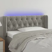 Vidaxl vidaXL Vzglavje postelje z LED svetlo sivo 93x16x78/88 cm žamet