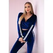 Velour set with Queen mauve-blue inscription