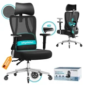 Songmics Pisarniški stol ergonomski nastavljiv podporni črn