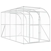 vidaXL Kokošja kletka ob steni Srebrna 600 x 150 x 215 cm