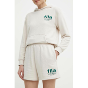 Kratke hlače Fila Linyi za žene, boja: bež, s aplikacijom, visoki struk, FAW0763