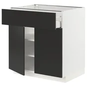 METOD/MAXIMERA Podstav omr s predalom/2 vrati, bela/Nickebo mat antracitna, 80x60 cm