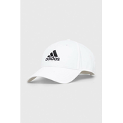 Bombažna bejzbolska kapa adidas bela barva