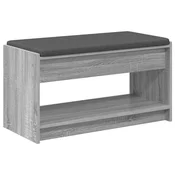 Vidaxl Haldna klop z blazino s polico Siva Sonoma 83 x 38 x 45 cm