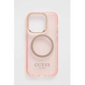 Guess iPhone 14 Pro 6,1 pink hard case Gold Outline Translucent MagSafe (GUHMP14LHTCMP)