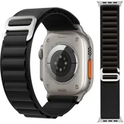 GS Najlonski pašček za Apple Watch 1/2/3/4/5/6/7/8/9/10/11/SE Ultra 1/2/3 42/44/45/46/49 mm, črne barve
