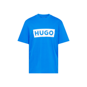 HUGO Majica Nico, azur / bijela