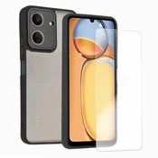 GS Ovitek za Xiaomi Redmi 13C/Poco C65, mat ovitek, mat/črn + 9H steklo