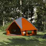 vidaXL vidaXL Teepee šotor s streho Siva in oranžna 490 x 410 x 210 cm, (5000091085)