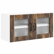Vidaxl Stenski stekleni omarica LUCCA Dimljen hrast 80 x 31 x 40 cm