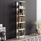 Hanah Home Polica 32,2x178,5x31,3cm Zlatno-Bela