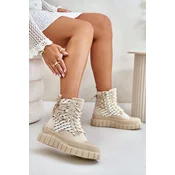 Womens high platform sneakers light beige Kernia