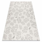 eoshop Avtorska preproga FLAT 48774/367 Leaves Birds - KREM Grey (Avtorske - Velikost: 160x230 cm)