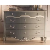 Casa Padrino luxury baroque dresser gray/white - Handmade solid wood chest of drawers with 4 drawers - Baroque bedroom furniture - Baroque furniture - Luxury quality - Made in Italy