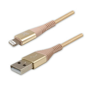Logo Kabel USB (2.0), USB A moški - Apple Lightning moški, 2 m, certifikat MFi, 5 V/2,4 A, zlat, škatla, najlonski oplet, aluminij