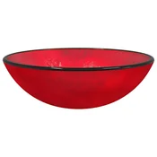 Vidaxl Umivalnik kaljeno steklo 42x14 cm rdeč