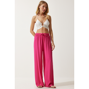Happiness Istanbul Womens Fuchsia Flowy Knitted Palazzo Trousers