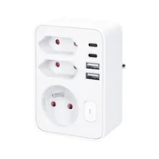 Solight P109PD20 - Produžna uticnica 1x16A+2x 2,5A sa 2x USB A+C punjacem, bela