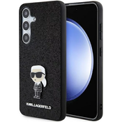 Karl Lagerfeld Fixed Glitter Ikonik Metal Pin ovitek za Samsung S24 Plus, Black