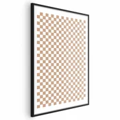 shumee Plakat - Geometrija in rjave barve - karo vzorec v nevtralnih odtenkih