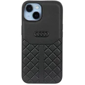 Audi Ovitek za iPhone 14 iz pravega usnja, črne barve