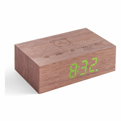 Temno rjava lesena LED budilka Gingko Flip Click