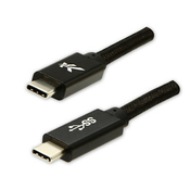 Logo USB kabel (3.2 gen 1), USB C muški - USB C muški, 1m, 5 Gb/s, 5V/3A, crni, kutija, najlonska pletenica, konektor s aluminijskim poklopcem