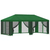 Vidaxl Paviljon s stenami 6 x 3 m Zelena Poliester in jeklo 190