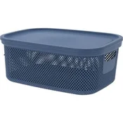 Excellent Houseware Koš za shranjevanje s pokrovom, 12 l, modra