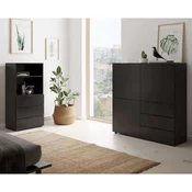 FMD komoda s 3 vrata i 3 ladice crna
