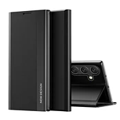 slomart Sleep Case Pro ovitek za Samsung Galaxy S25+ s pokrovom in stojalom - črn