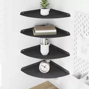 Lebdeca polica s policom s pohranom 4 pcs Crna 30 x 30 x 2 cm