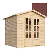 Timbela Lesena vrtna hiša - H233x233x222 cm/4 m2 - Vrtna pisarna s podom in bitumenskimi ploščicami - TIMBELA M351FB+H351FBRED, (21999123)