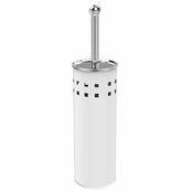 Straniščna ščetka s prostostoječim stojalom s prezračevalnimi odprtinami SIMPLE LINE, bela - Bela - 24 - Jeklo - Stojalo - Okrogla - Aqualine - O10×28 cm - Ščetka za straniščno školjko