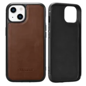 iCARER Etui iz naravnega usnja za iPhone 14 Plus Leather Oil Wax, temno rjava