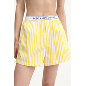 Bombažne pižama kratke hlače Polo Ralph Lauren rumena barva, 4P7024