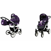 Babylux Largo Violet Flowers | 2v1 Kombinirani Voziček kompleti | Otroški voziček + Carrycot