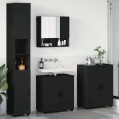 vidaXL Komplet pohištva za kopalnico 4 pcs Črna 61 x 35 x 64 cm