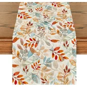 Jesenski namizni tekač z motivom listja bež 40x100 cm, dekorativni prt za jedilno mizo, komodo ali polico, 100 % poliester, trpežen in eleganten dodatek za dom, enostavno vzdrževanje, ojačani šivi