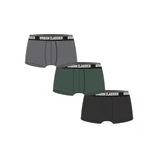 Boxer Shorts 3-Pack Grey+Dark Green+Black