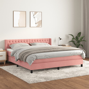 Greatstore Box spring postelja z vzmetnico roza 160x200 cm žamet