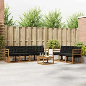 Set vanjskih sofa s jastukom 8 pcs Prirodna i crna