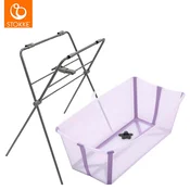 stokke® otroška banjica flexi bath® lavender + zložljivo stojalo za banjico flexi bath® grey