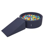 shumee KiddyMoon penasto igralo PPZP-OK30D-112 z žogicami temno modre barve: svetlo zelena-oranžna-turkizna-modra-babymodra-rumena bazen 200/klin l igralo za igrišče